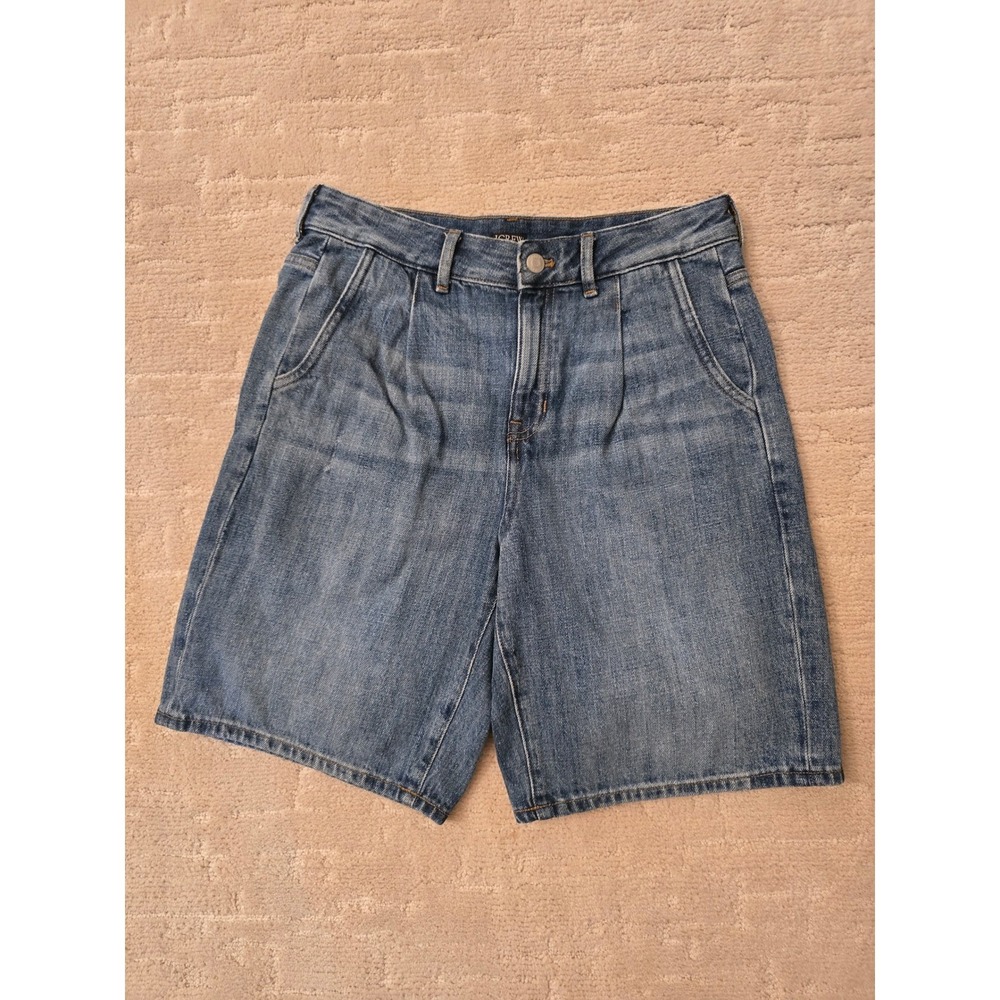 J.Crew Midlength Pleated Denim Shorts Womens Blue Wash Size 26